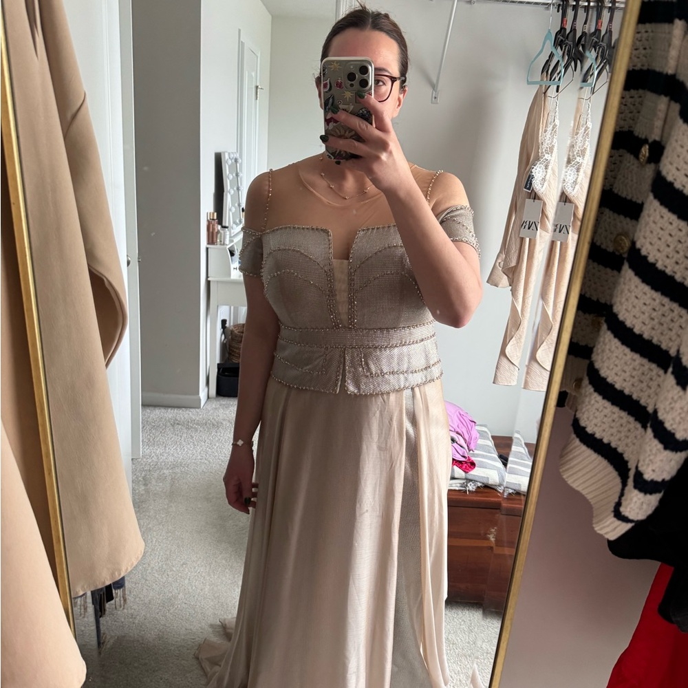 Elegant Cream Off-Shoulder Dress